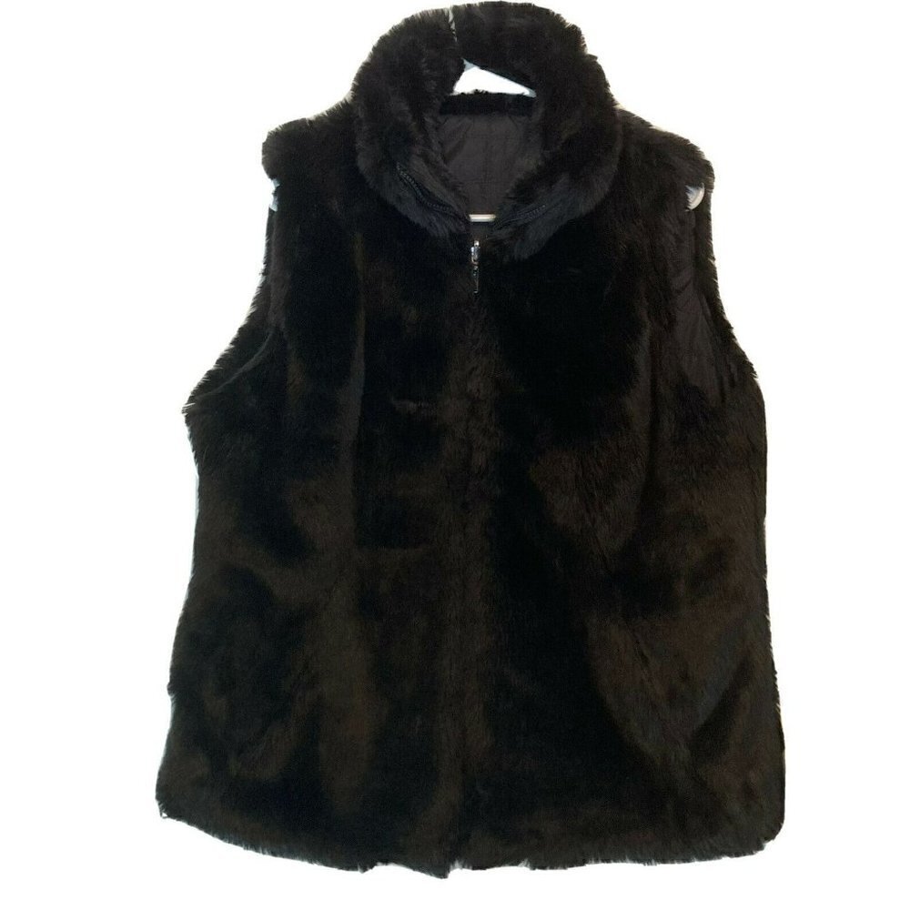 Coldwater‎ Creek Reversible Black Faux Fur Vest